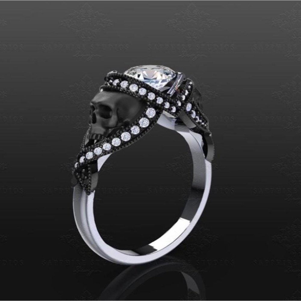 St Noir black double skull ring Sapphire Studios NEW size 5.5 rings jewelry goth